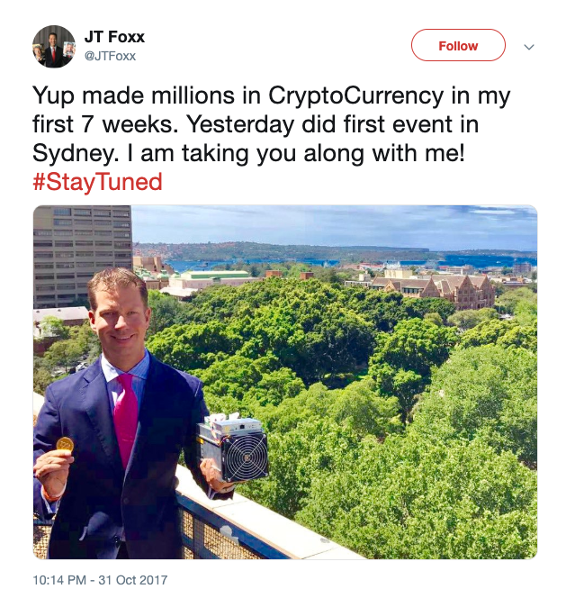 JT Foxx Bitcoin Tweet